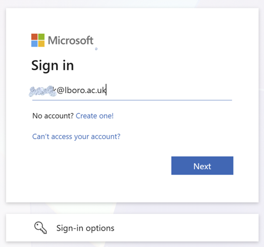 Microsoft prompt for LU email address